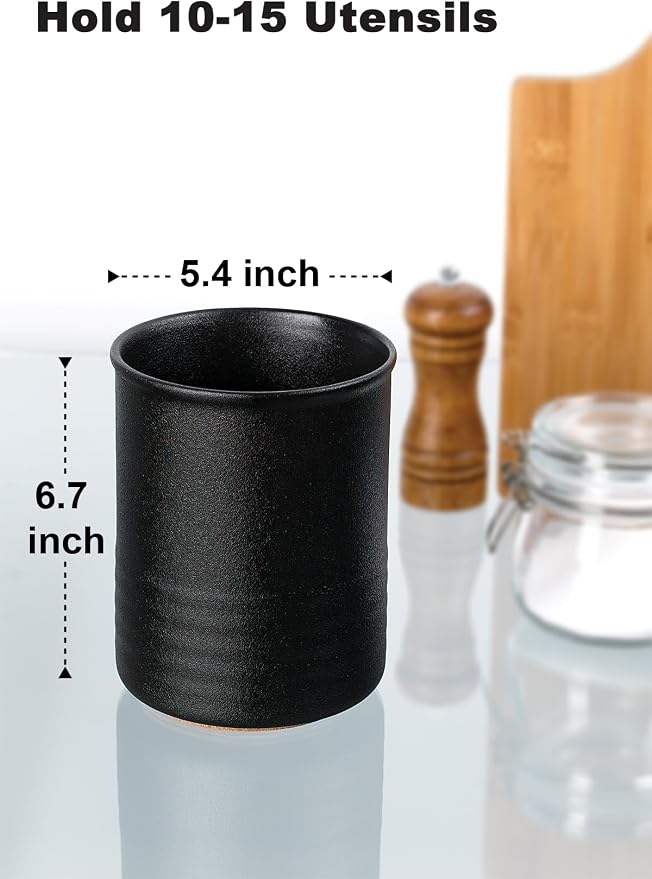 ABRUTY Utensil Holder, 6.7" Ceramic Kitchen Utensil Crock - Image 2