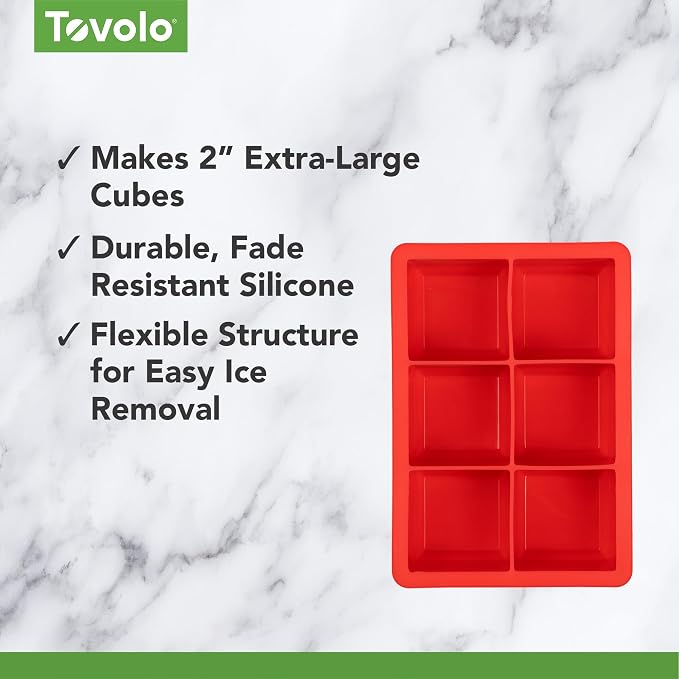 Tovolo, Large King Craft Ice Mold Freezer Tray of 2" Cubes, BPA-Free Silicone - Image 4