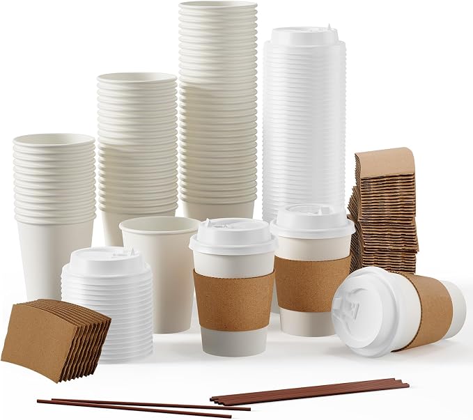 12 oz Paper Coffee Cups, Disposable Paper Coffee Cup by JOLLYPARTY