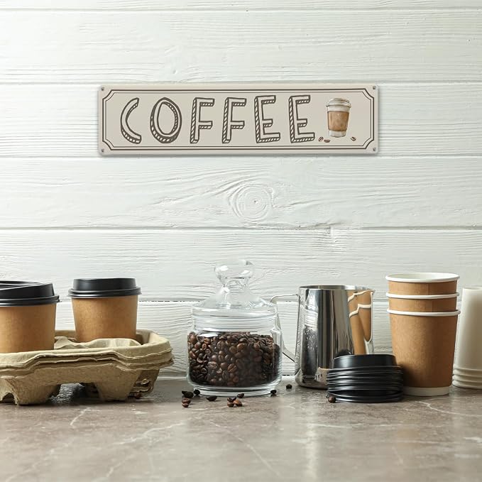 Vintage Coffee Sign Decor, Retro Metal Tin Sign, Home Kitchen Wall Decor - Image 4
