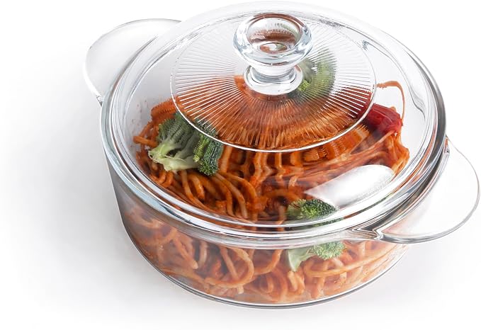 Clear Round Glass Casserole by HUSANMP