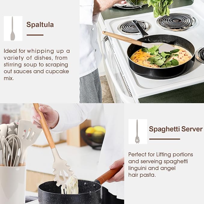 E-far Cooking Utensils Set of 6, Silicone Kitchen Utensils - Image 6