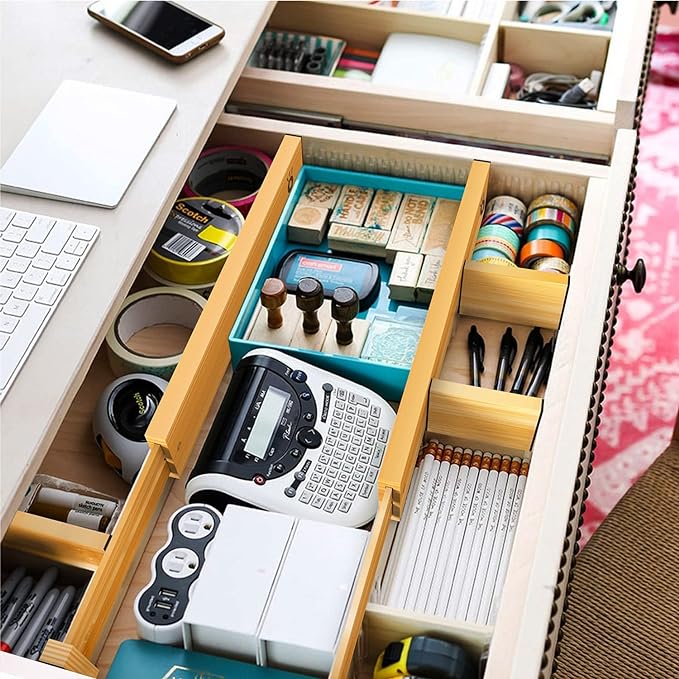 ANTOWIN Bamboo Drawer Dividers Organizers, Drawer Separators Splitter, 17-22 - Image 4