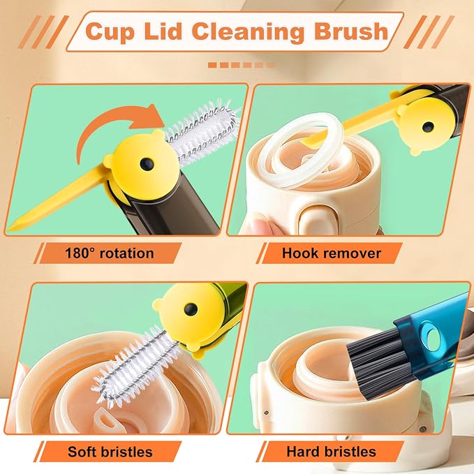 3 in 1 Cup Lid Cleaning Brush, Portable Gap Cleaner Brush - Image 4