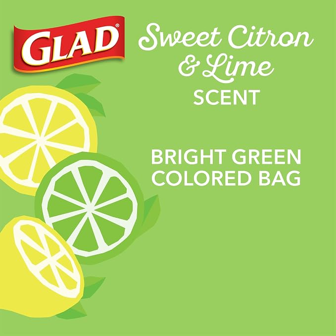 Glad Small Kitchen Drawstring Trash Bags, 4 Gallon, Febreze Sweet Citron & Lime - Image 4