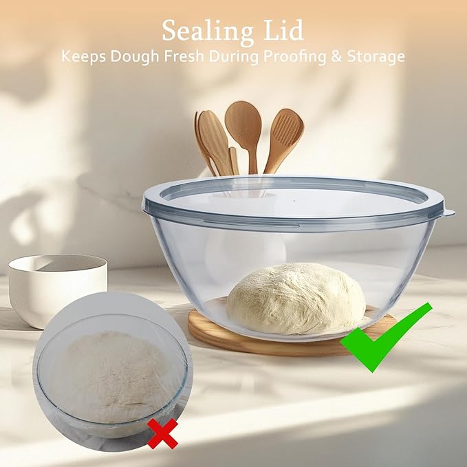 Ajrwiiy Large Glass Bowl for Sourdough Bread Making, 4.7 Quart Glass Mixing - Image 3