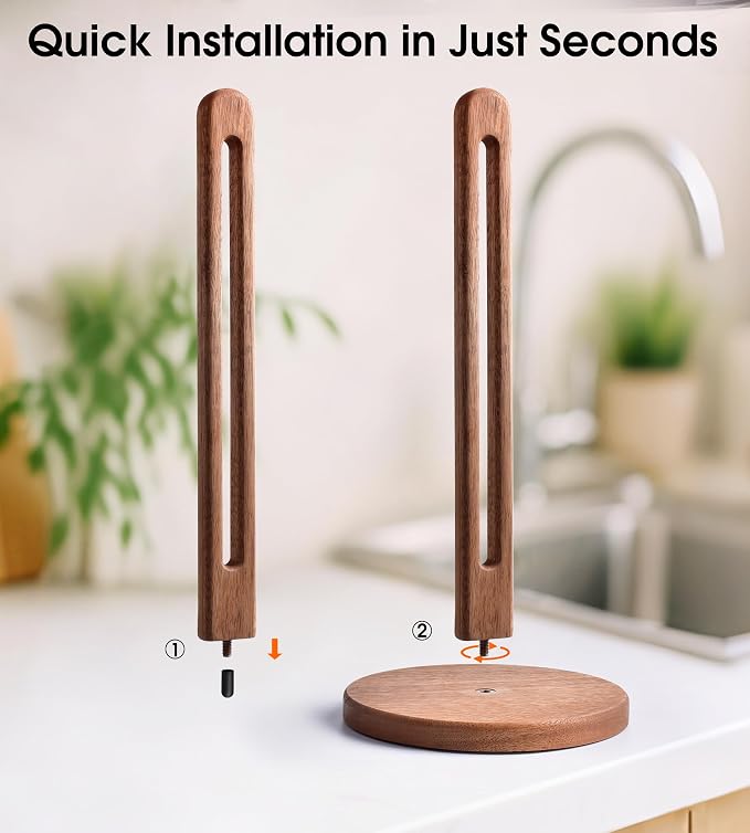 KitchLife Acacia Wooden Paper Towel Holder Countertop, 6.5" Jumbo Base - Image 4