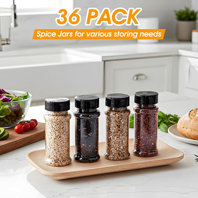 36 Pack 3 oz Clear Plastic Spice Jars - Image 5