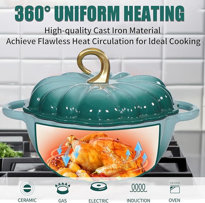 Pumpkin Enameled Cast Iron Dutch Oven - Image 3