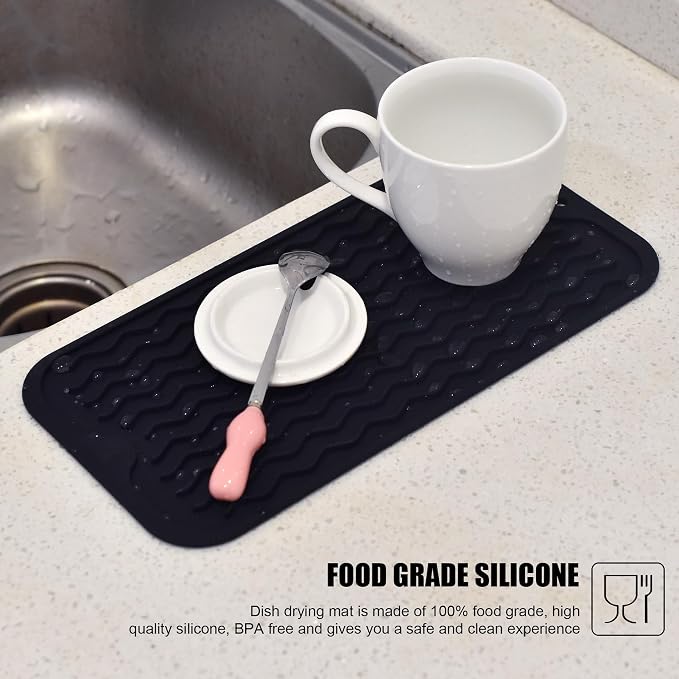 Silicone Dish Drying Mat, Non-Slip Easy Clean Sink Mat Large Heat-resistant - Image 6
