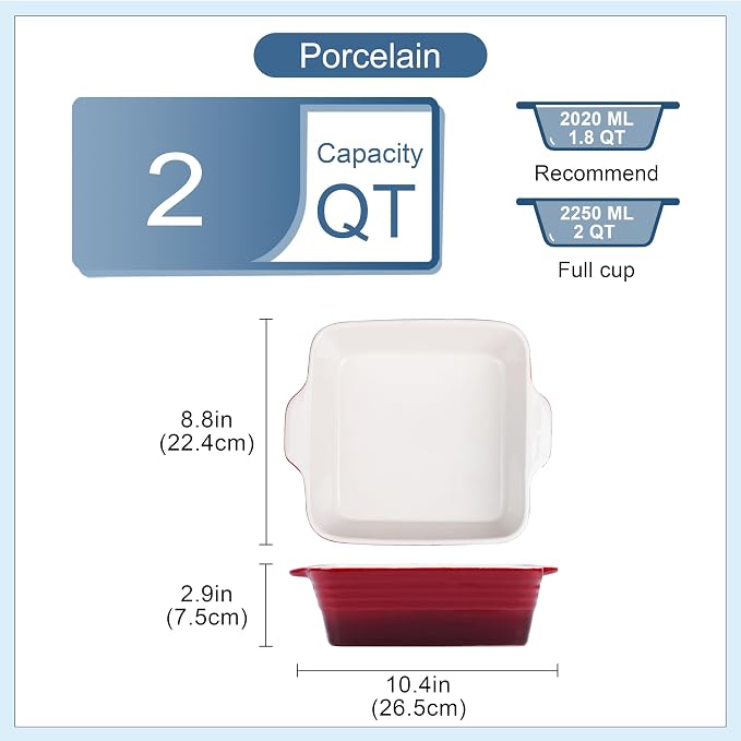 LOVECASA 8x8 inch Baking Pan, 2 Quart Square Cake Pan Baking Dish - Image 2