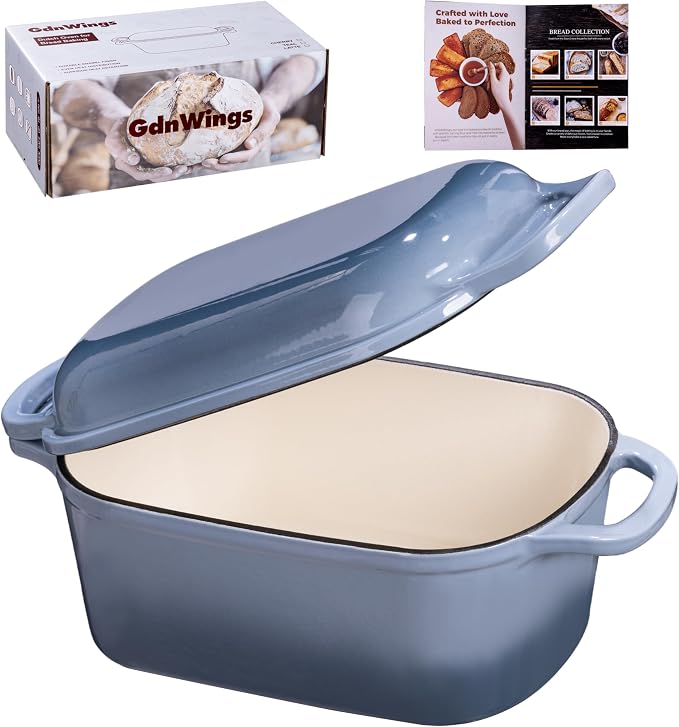 4.6 Quart Dutch Oven for Sourdough Bread Baking, Combo Oval Enameled Cast Iron by GdWings