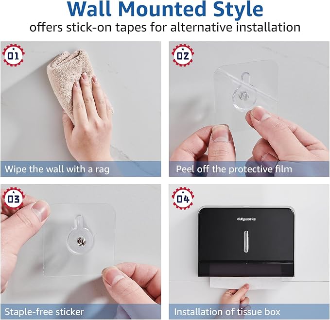 Paper Towel Dispenser Wall Mount, Large Capacity 200 Sheets, No Drilling - Image 6