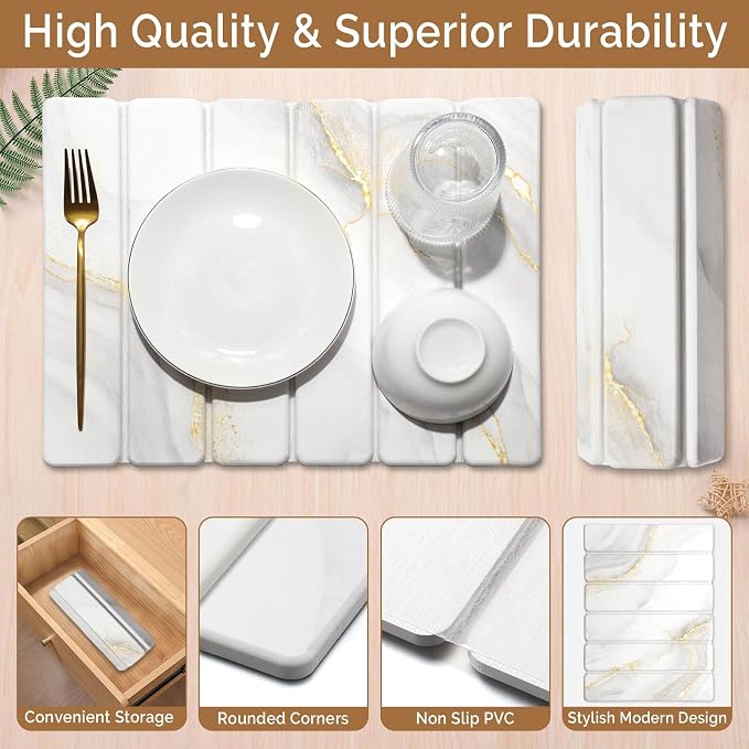Small Stone Dish Drying Mat for Kitchen Counter, 15.7"×12" & 8"x4" Quick Dry - Image 4