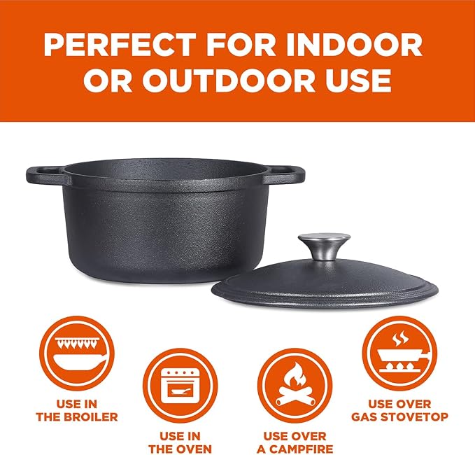COMMERCIAL CHEF 3.4 Quart Cast Iron Dutch Oven - Image 2
