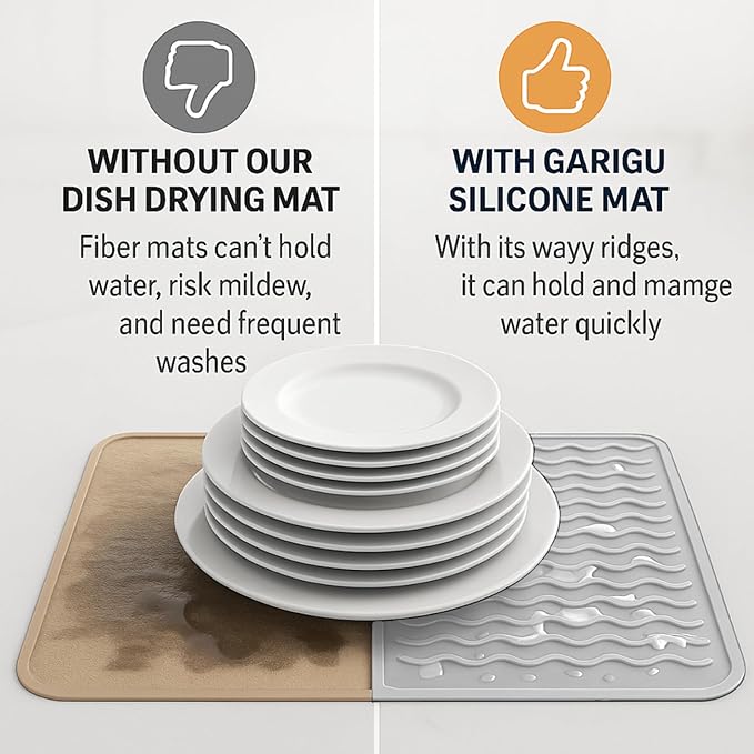 Silicone Drying Mat 16 × 12 – Gray Non-Slip Sink Mat - Image 9