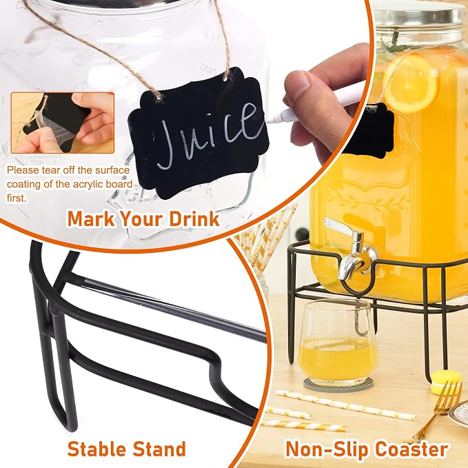 Moretoes 2 Gallon Glass Drinks Dispenser - Image 5