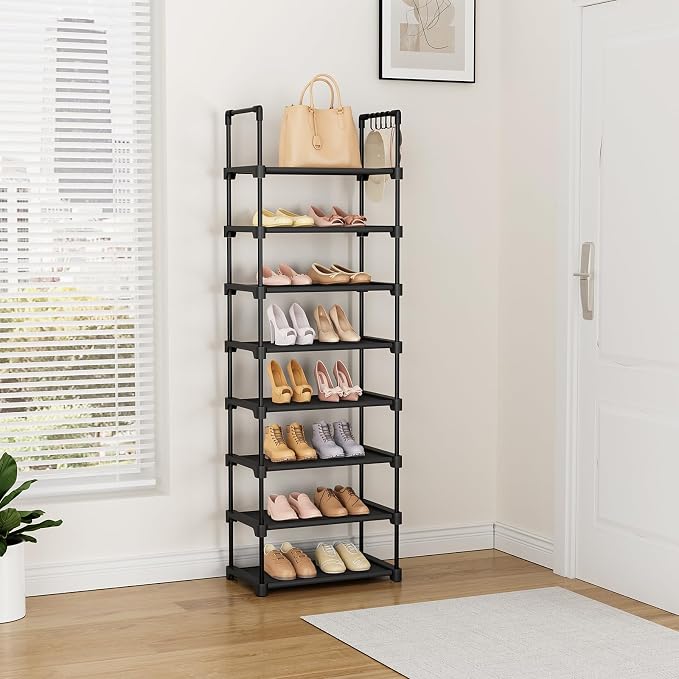 LANTEFUL Tall Shoe Rack 8 Tiers, 16-20 Pairs Shoe and Boots Organizer Storage - Image 2