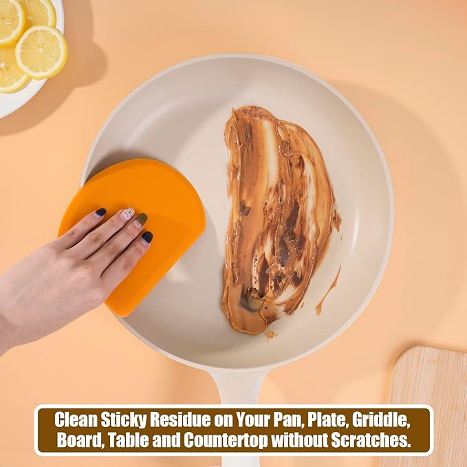 Silicone Dough Scraper with Stainless Steel Sheet, Curved Edge Flexible Bowl - Image 6