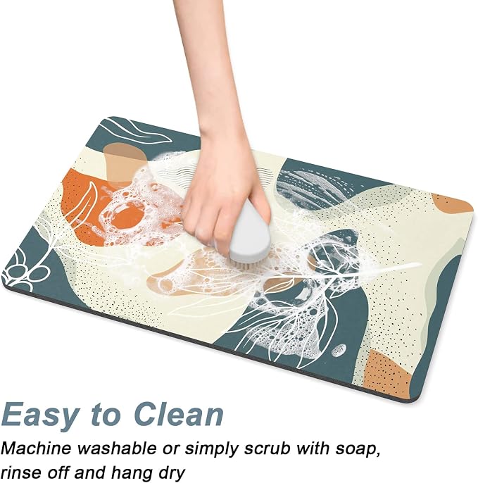 Rnivvi Coffee Mat, Hide Stain Rubber Backed Absorbent Dish Drying Pad - Image 5