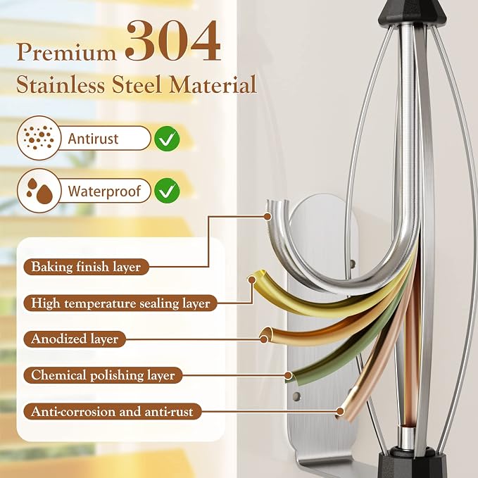 Paper Towel Holder Under Cabinet + Towel Robe Hooks, Single Hand Operable Under - Image 5