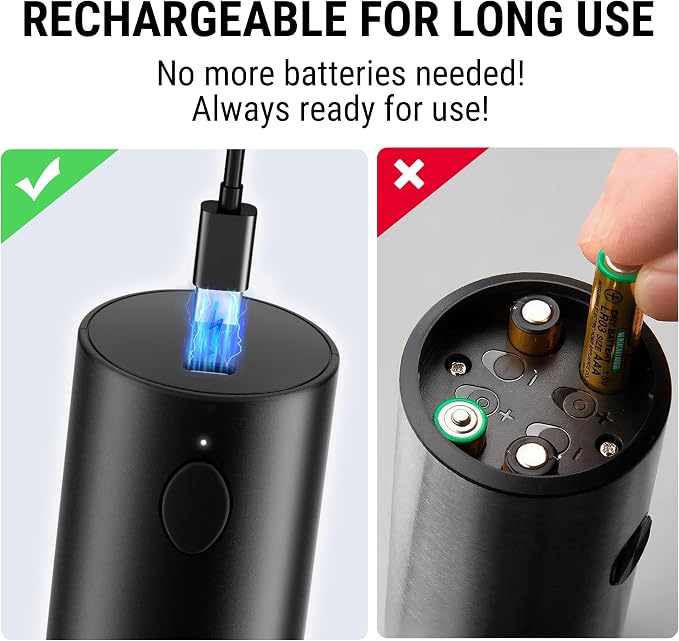 TempPro Electric Salt and Pepper Grinder Set Rechargeable, 110ml Automatic - Image 5