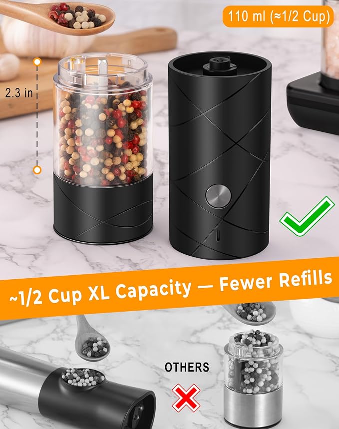 Rechargeable Electric Salt and Pepper Grinder Set - Image 2