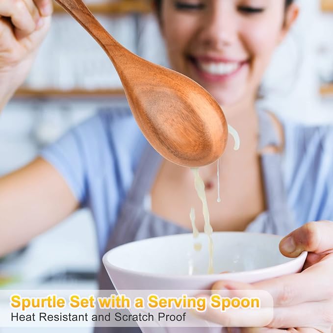 Spurtles Kitchen Tools Wooden, Natural Premium Spatula Set, Heat Resistant - Image 8
