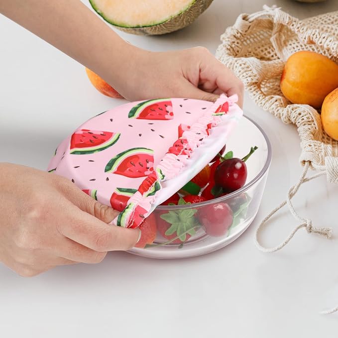 10Pcs Reusable Bowl Covers In 5 Size, Stretch Cloth Fabric Dish Cover Kitchen - Image 7