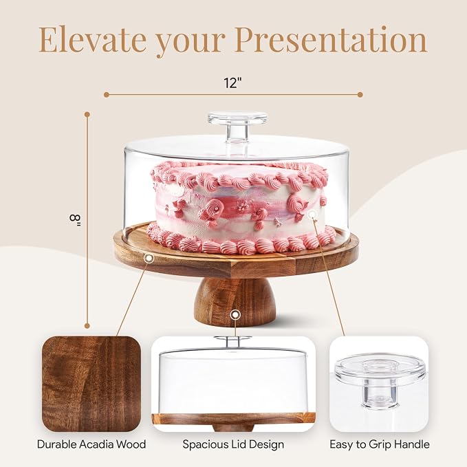 HOMESPHERE Acacia Wood Cake Stand - Image 3