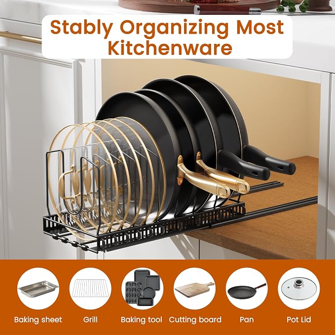 Housolution 2 Pack Pull Out Pot and Pan Organizer - Image 6