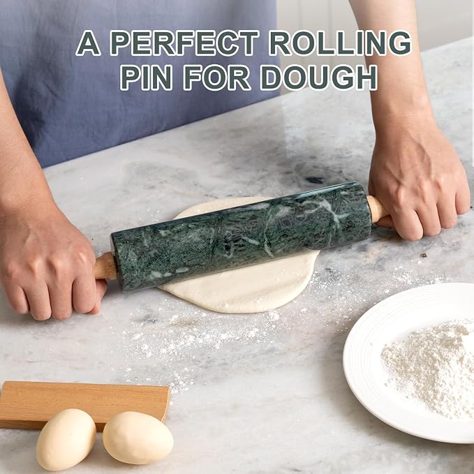Koville Indian Green Marble Rolling Pin, Non-Stick Stone Dough Roller, 18 Inch - Image 5