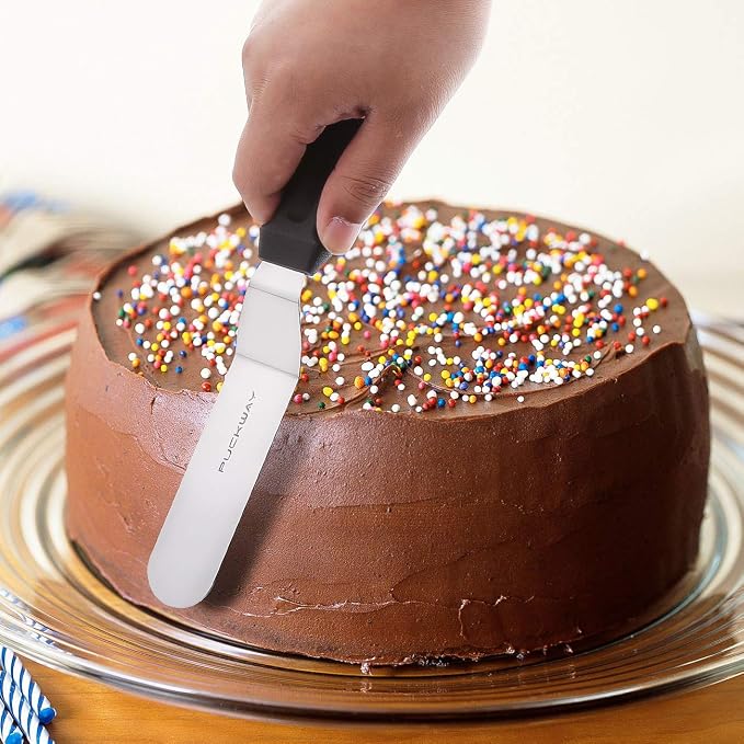 Offset Frosting Cake Knife set of 3 Black 6 8 & 10 Inch Angled Icing Spatula - Image 6
