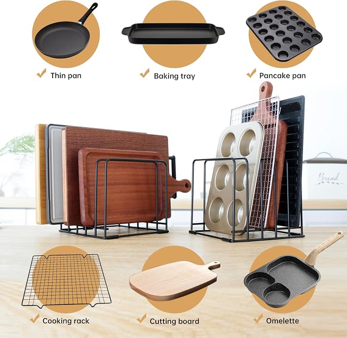 Cutting Board Organizer, Kitchen Cabinet Organizer, Divided Rack - Image 3