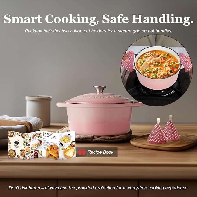 Overmont Enameled Cast Iron Dutch Oven - 7QT Pot - Heavy-Duty Cookware - Image 2