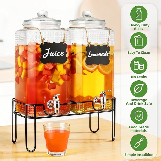 2 Gallon Glass Drink Dispensers - Image 2