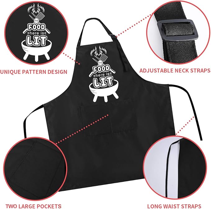 Rosoz Funny BBQ Black Chef Aprons - Image 3