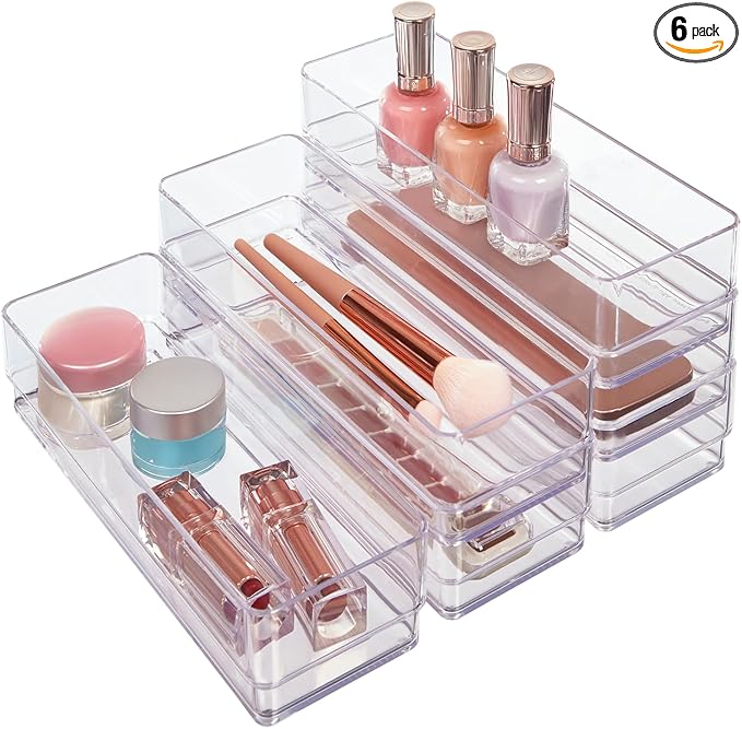STORi SimpleSort 6-Piece Stackable Clear Drawer Organizer Set | 9" x 3" x 2" by STORi
