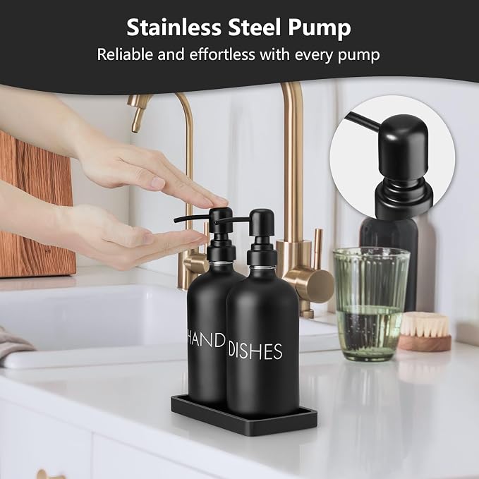 Black Dish and Hand Soap Dispenser Set - Image 5