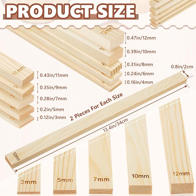Sasylvia 20 Pcs Pottery Rolling Pin Guides Wood Teaching Rolling Mud Stick - Image 2