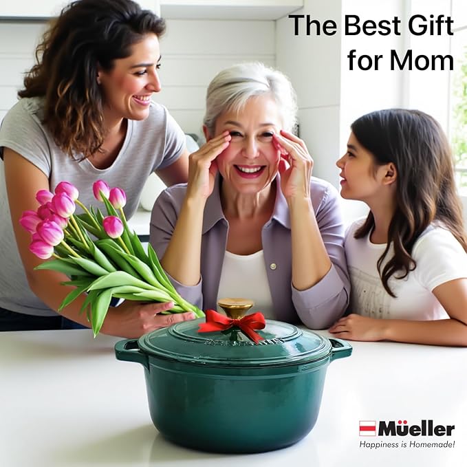 MUELLER HOME 4.5 QT Enameled Cast Iron Dutch Oven, Heavy-Duty Casserole Dish - Image 9
