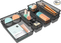 StorMiracle 13 PCS Clear Plastic Drawer Organizers Set, 4 Size Desk Drawer by StorMiracle