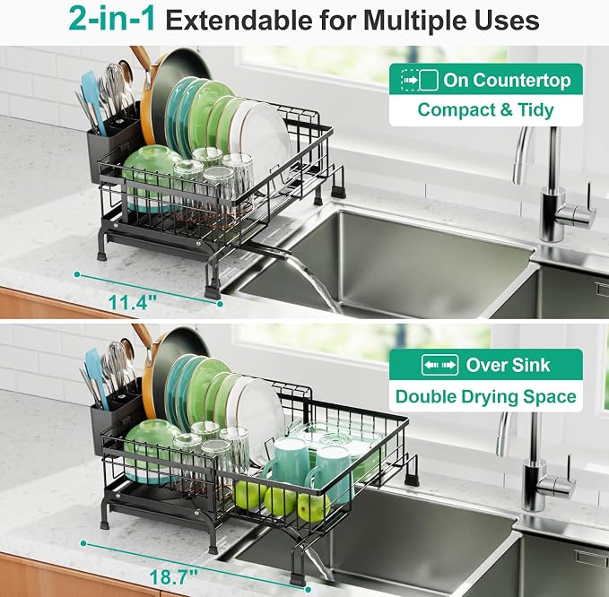 Swedecor Extendable Dish Drying Rack - Image 3