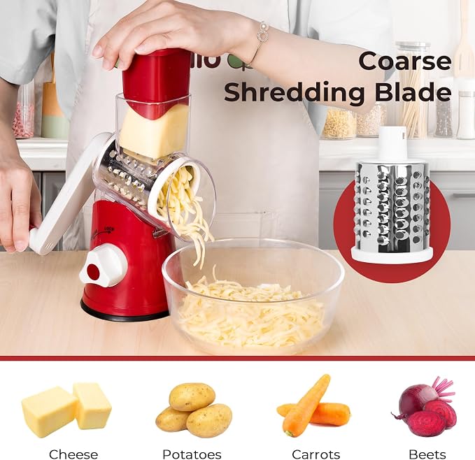 X Home Rotary Cheese Grater for Kitchen, Shredder - Image 2