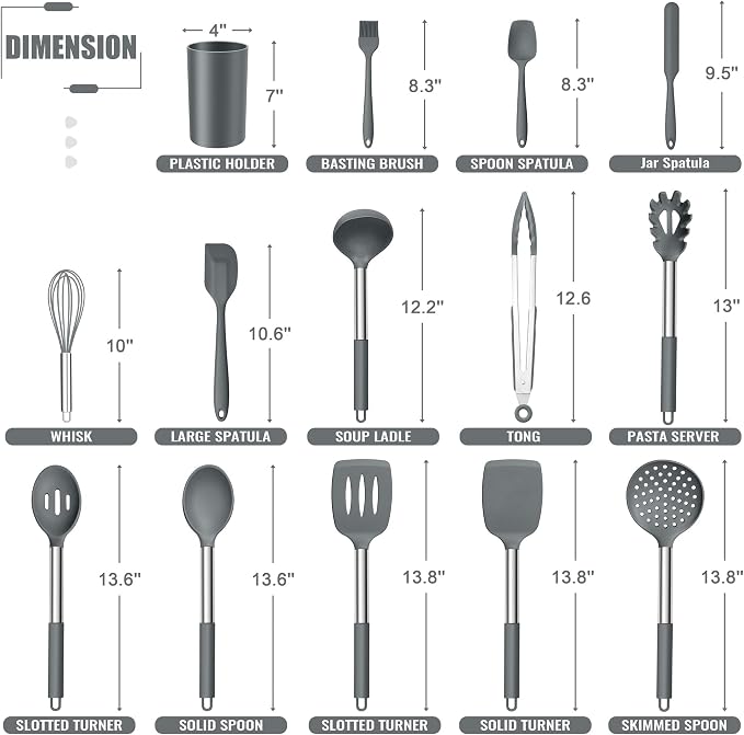E-far 14 Pieces Silicone Cooking Utensils Set, Kitchen Utensils Set - Image 2