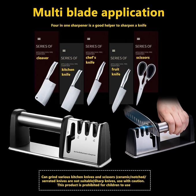 Knife Sharpeners, 4 in 1 Professional Chef's Kitchen Knife Accessories - Image 8