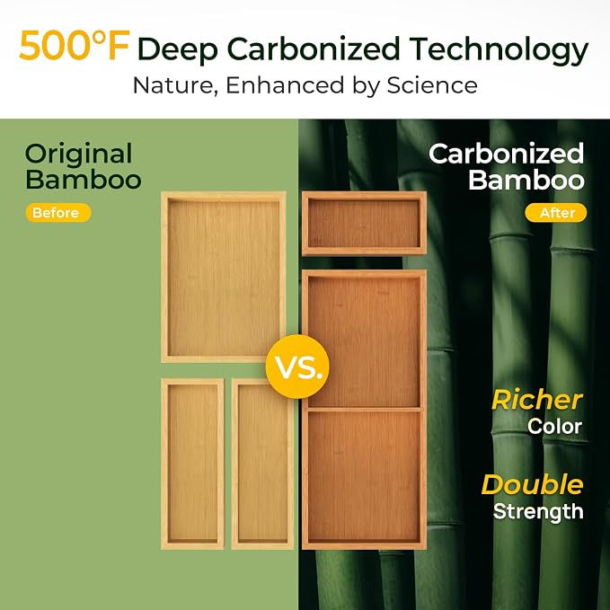 keechee 5-Piece Bamboo Drawer Organizer Set, 2.2" Deep Multi-Use Organizers - Image 6
