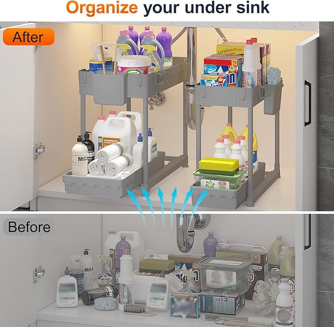 Sevenblue Under Sink Organizer, Bathroom Organizers and Storage, 2 Tier - Image 3