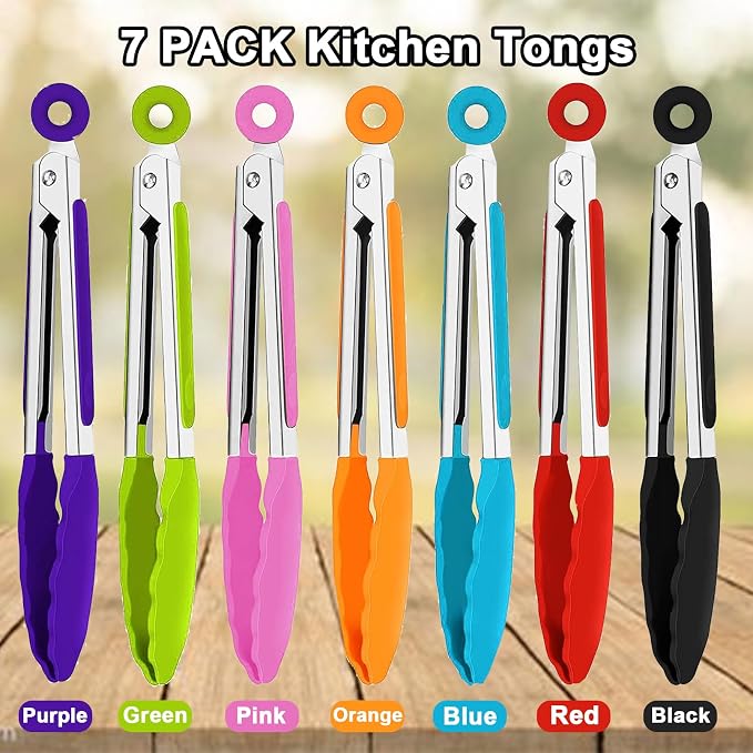 7 Pack Kitchen Tongs, Cooking Tongs - Image 3