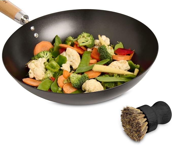 Helen’s Asian Kitchen Wok and Cast Iron Scrub Brush, Natural Stiff-Union - Image 5